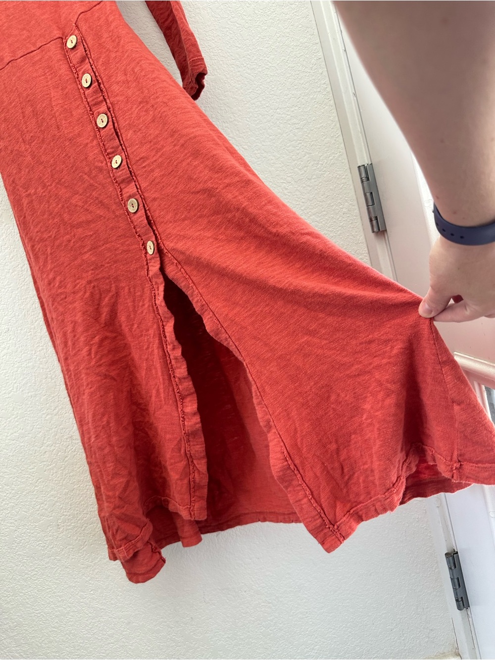 Free People FP Beach Starlight Midi Dress S Small Rust Cutout Back Button Slit - Picture 11 of 12